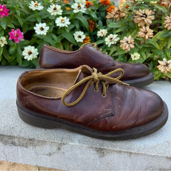 Vintage Doc Dr Martens 1461 Made in England 3 Eyelet Oxford Brown Leather Shoes - Picture 3 of 7